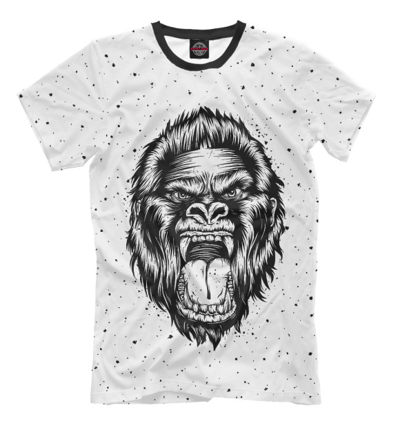 Мужская футболка с изображением Рык гориллы цвета Молочно-белый