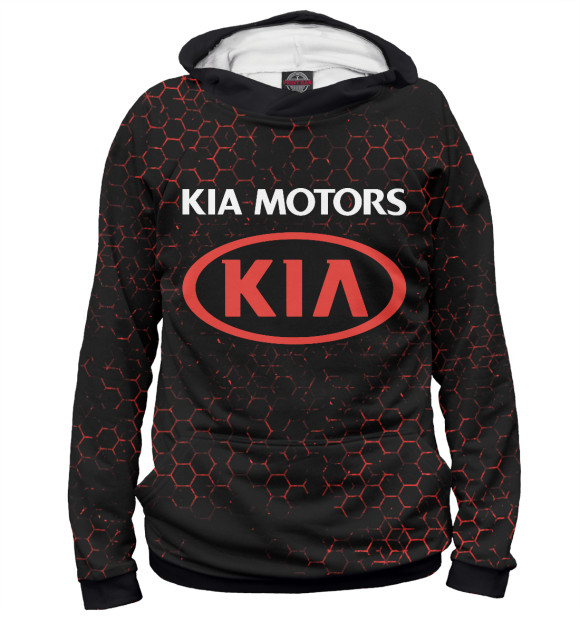 Мужское худи с изображением Kia Motors цвета Белый