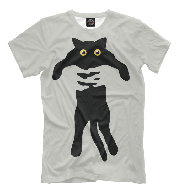 Мужская футболка с изображением Кот в руках цвета Бежевый
