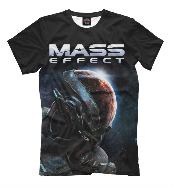 Мужская футболка с изображением Mass Effect цвета Черный