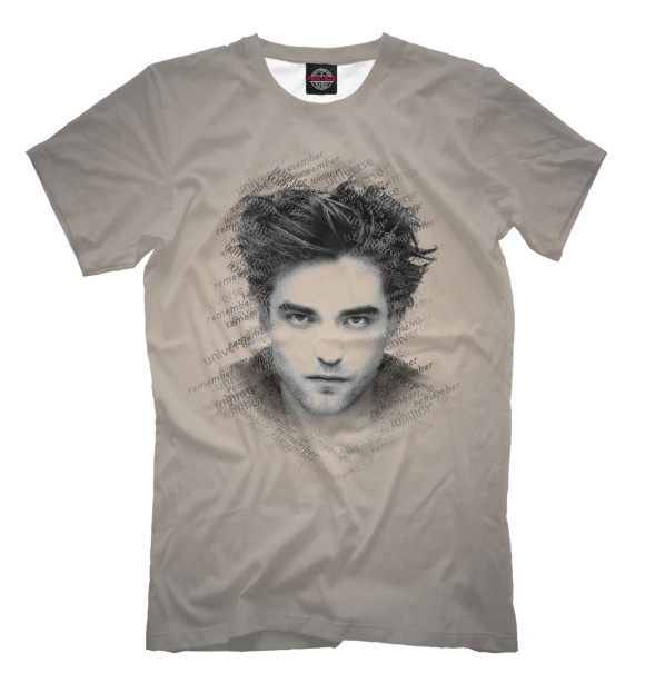Мужская футболка с изображением Robert Pattinson цвета Серый