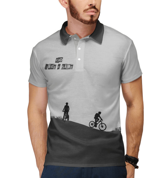 Мужское поло с изображением Велосипед цвета Белый