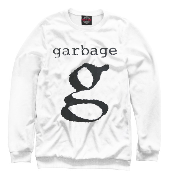 Мужской свитшот с изображением G - Garbage цвета Белый