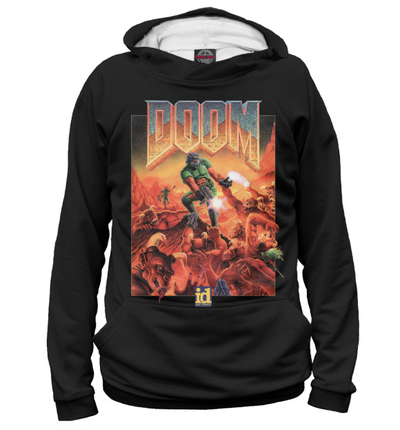 Женское худи с изображением DOOM poster цвета Белый