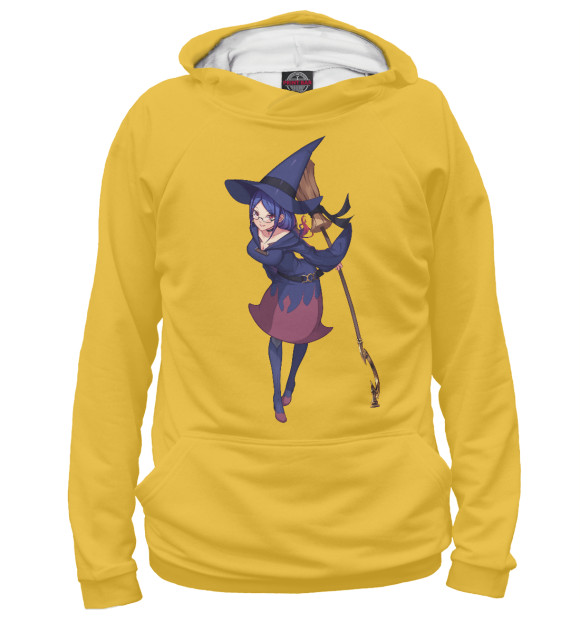 Мужское худи с изображением Ведьма с метлой цвета Белый