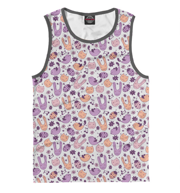 Майка для мальчика с изображением Cartoon animals цвета Белый