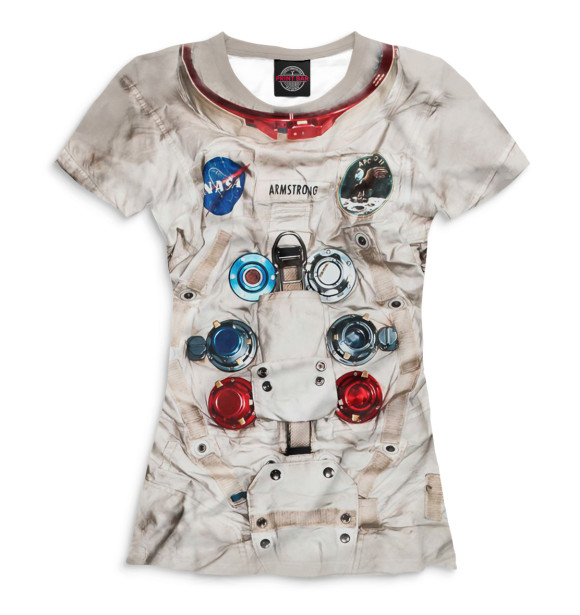 Женская футболка с изображением Нил Армстронг цвета Белый