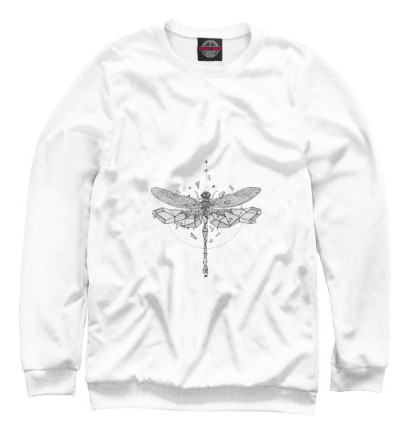 Мужской свитшот с изображением Geometric dragonfly цвета Белый