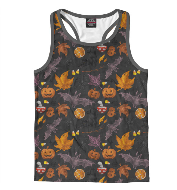 Мужская майка-борцовка с изображением Halloween - Autumn Holiday цвета Белый