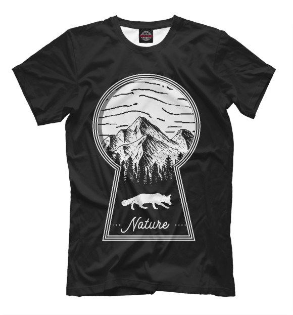 Мужская футболка с изображением Nature цвета Черный