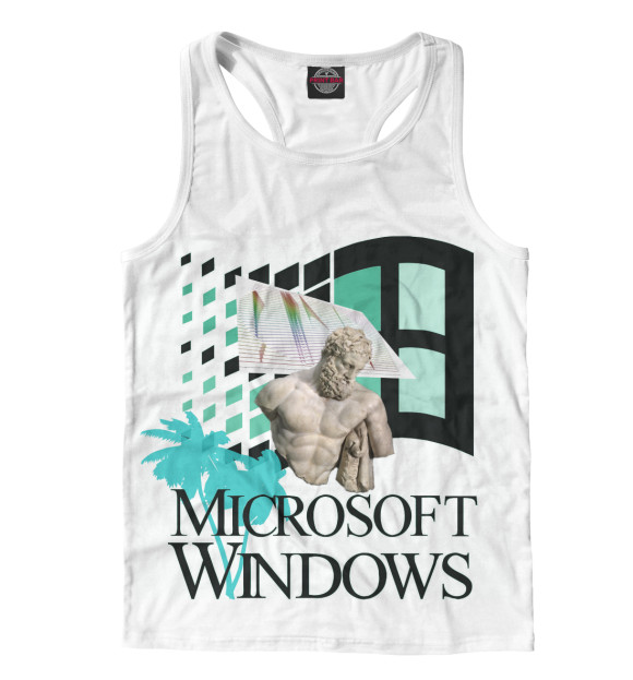 Мужская майка-борцовка с изображением Windows webpunk цвета Белый