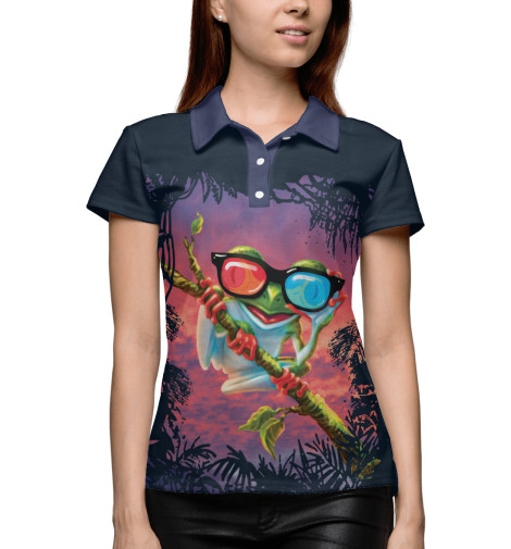 

Поло Print Bar, Белый, Лягушка в очках