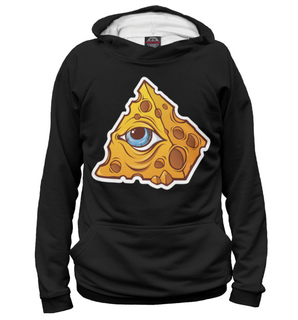 Мужское худи с изображением Illuminati cheese цвета Белый