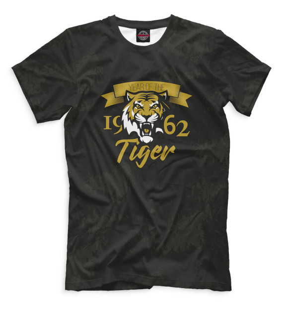 Мужская футболка с изображением Год тигра — 1962 цвета Черный