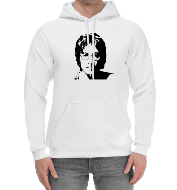 Мужской хлопковый худи с изображением Джон Леннон цвета Белый