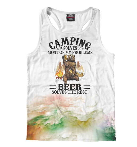 Мужская майка-борцовка с изображением Camping Solves Most Of Beer цвета Белый