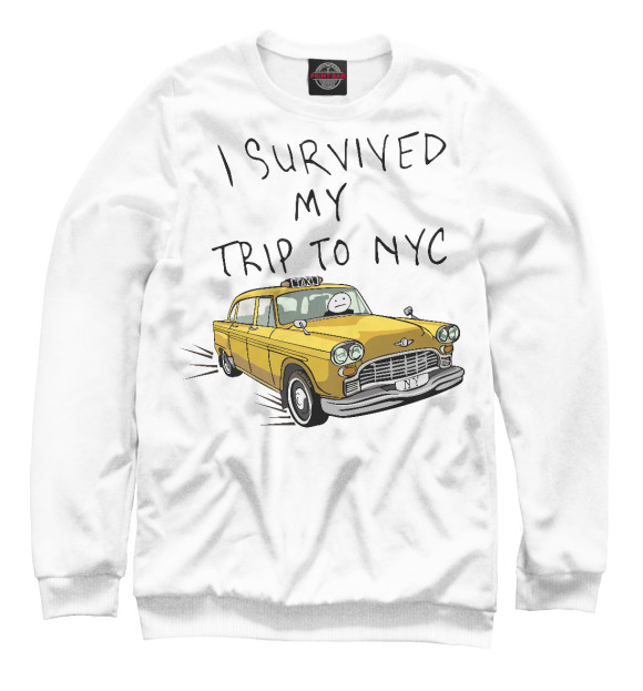 Свитшот для девочек с изображением I survived my trip to NY city цвета Белый