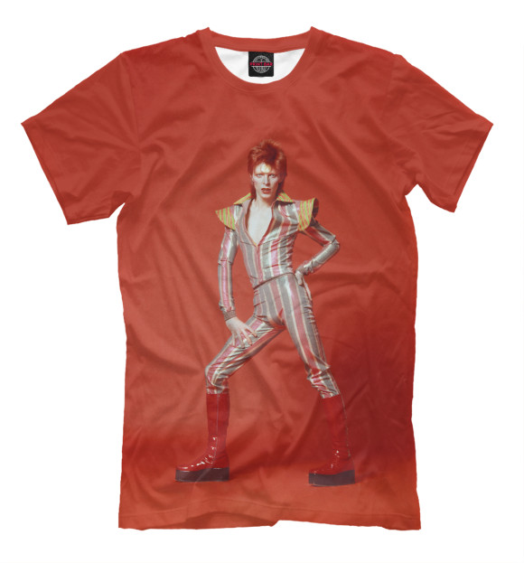 Мужская футболка с изображением David Bowie цвета Светло-коричневый