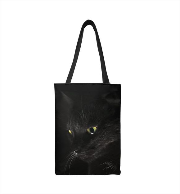 Сумка-шоппер с изображением Черный котик цвета 
