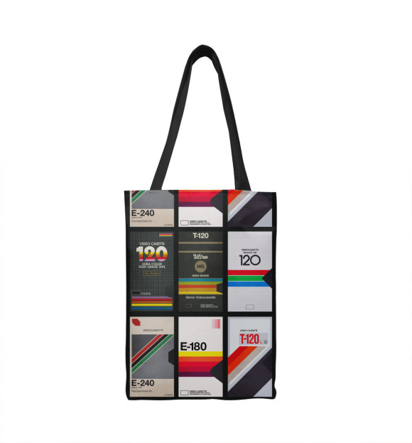 Сумка-шоппер с притом VHS Mix цвета  Сумка-шоппер с изображением VHS Mix цвета