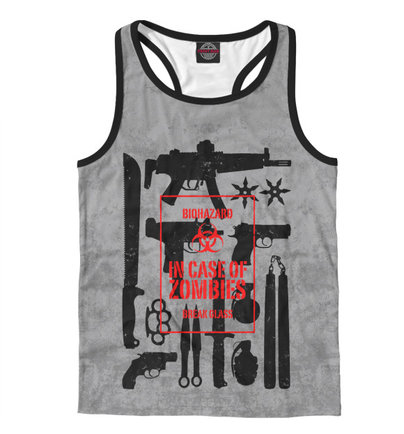 Мужская майка-борцовка с изображением Оружие против зомби цвета Белый