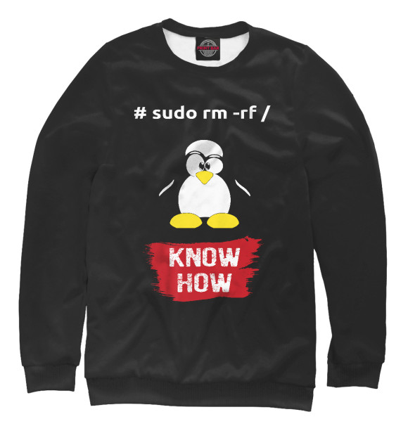 Свитшот для девочек с изображением Linux – Know How цвета Белый