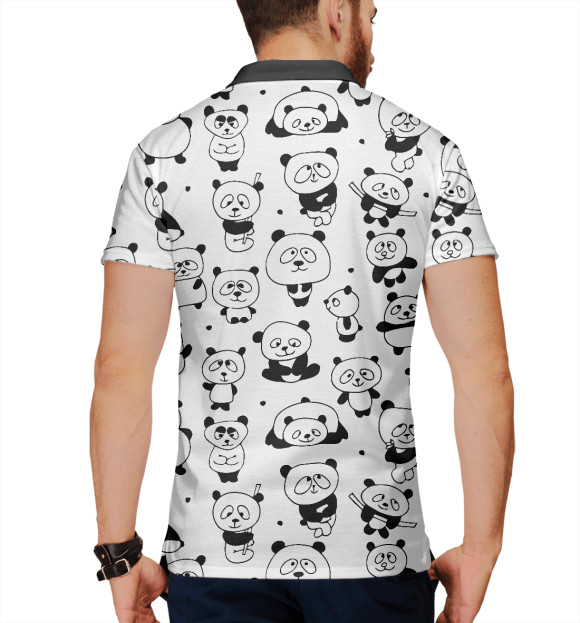 Мужское поло с изображением Панда цвета Белый