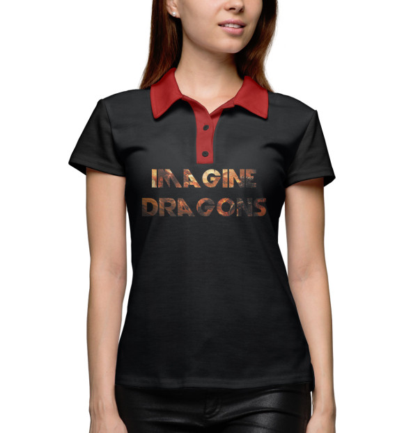 Женское поло с изображением Imagine Dragons цвета Белый