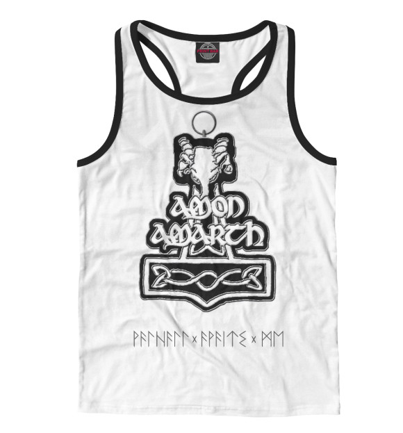 Мужская майка-борцовка с притом Amon Amarth цвета Белый Мужская майка-борцовка с изображением Amon Amarth цвета Белый