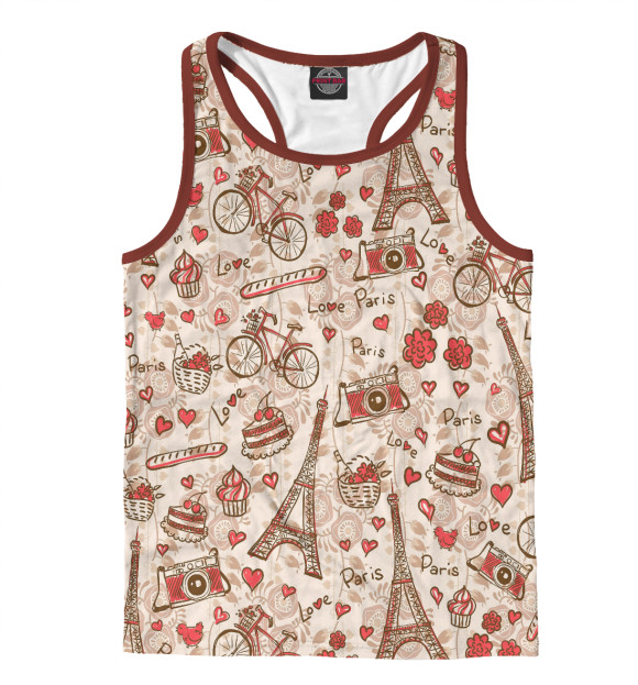 Мужская майка-борцовка с изображением Paris цвета Белый