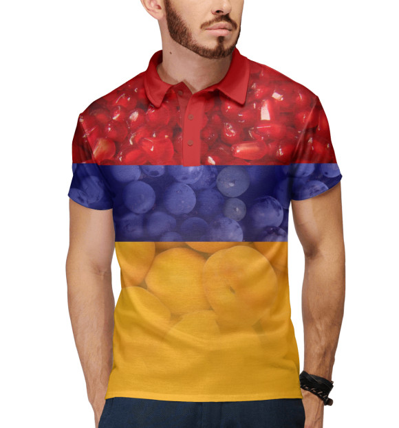 Мужское поло с изображением Армения цвета Белый