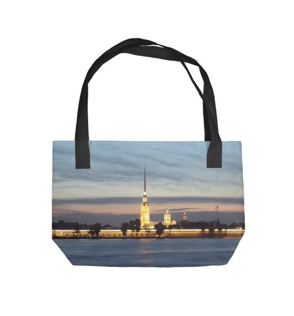 Пляжная сумка с изображением Петропавловская крепость цвета 