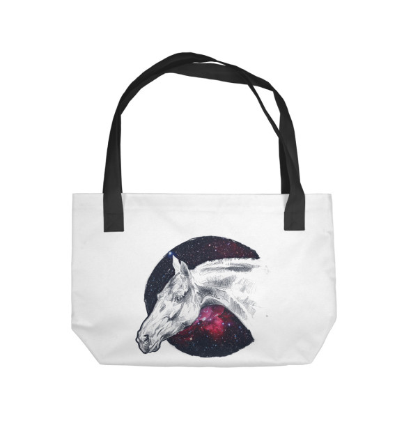 Пляжная сумка с притом Мой космос - лошади цвета  Пляжная сумка с изображением Мой космос - лошади цвета