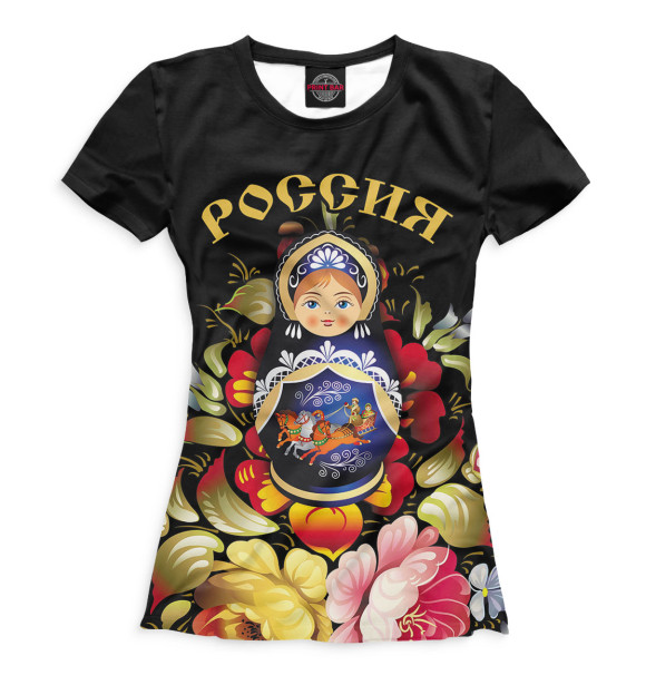 Футболка для девочек с изображением Россия цвета Белый