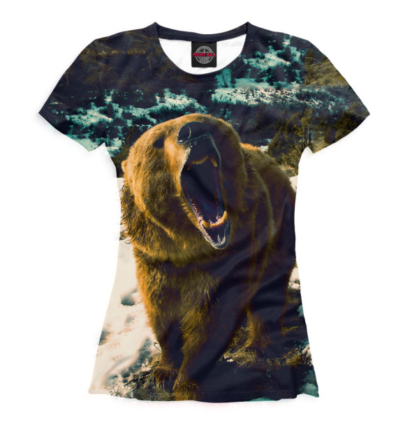 Женская футболка с изображением Медведь цвета Белый