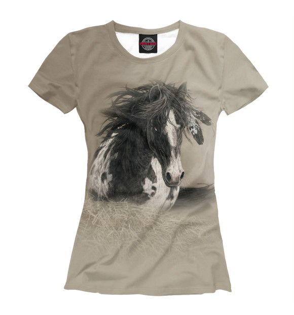 Женская футболка с изображением Horse the Beauty цвета Белый