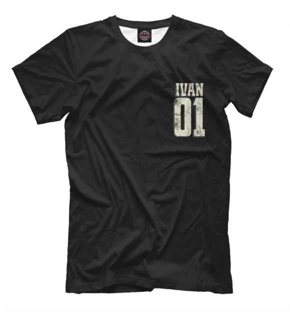Мужская футболка с изображением Иван 01 цвета Черный