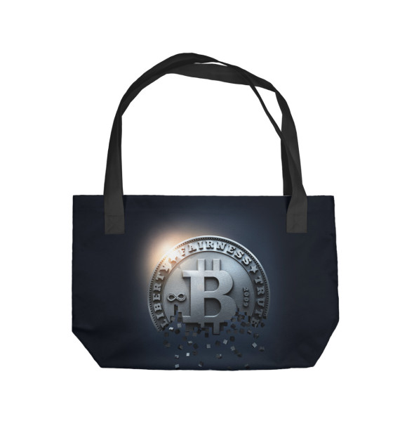 Пляжная сумка с изображением Bitcoin цвета 