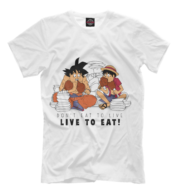 Мужская футболка с изображением Don't eat to live, live to eat цвета Молочно-белый