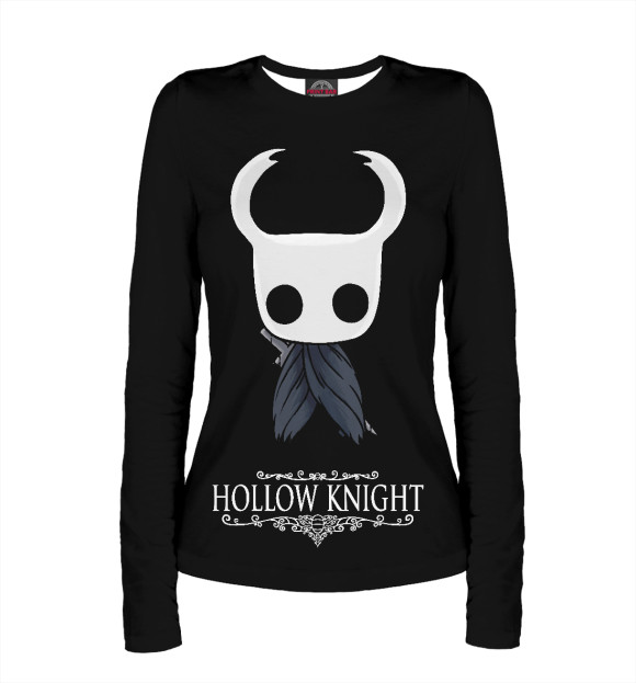 Женский лонгслив с притом Hollow Knight цвета Белый Женский лонгслив с изображением Hollow Knight цвета Белый