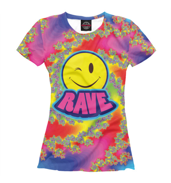 Женская футболка с изображением Happy Rave цвета Белый