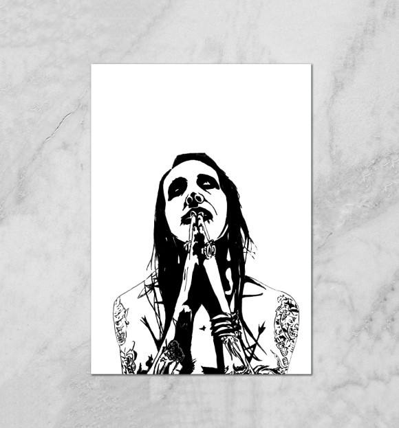 Плакат с притом Marilyn Manson цвета Белый Плакат с изображением Marilyn Manson цвета Белый