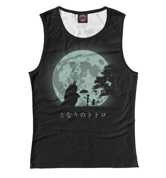 Майка для девочки с притом Тоторо цвета Белый Майка для девочки с изображением Тоторо цвета Белый