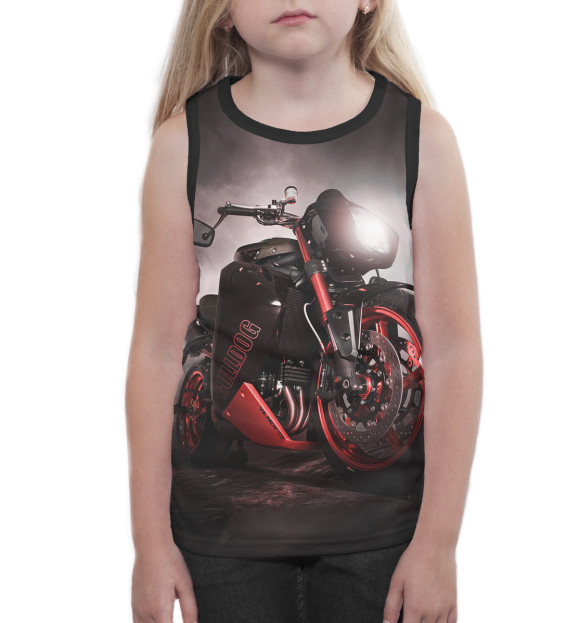 Майка для девочки с изображением Мотоцикл цвета Белый