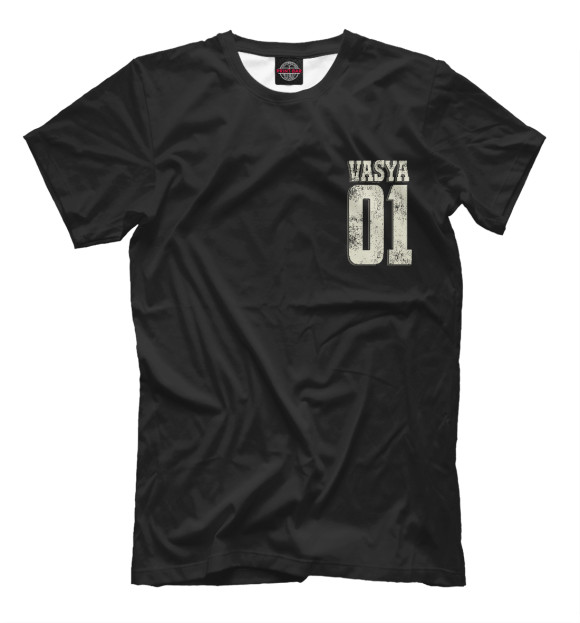 Мужская футболка с изображением Вася 01 цвета Черный
