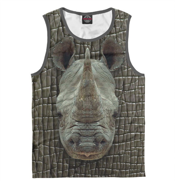 Майка для мальчика с притом Носорожа цвета Белый Майка для мальчика с изображением Носорожа цвета Белый