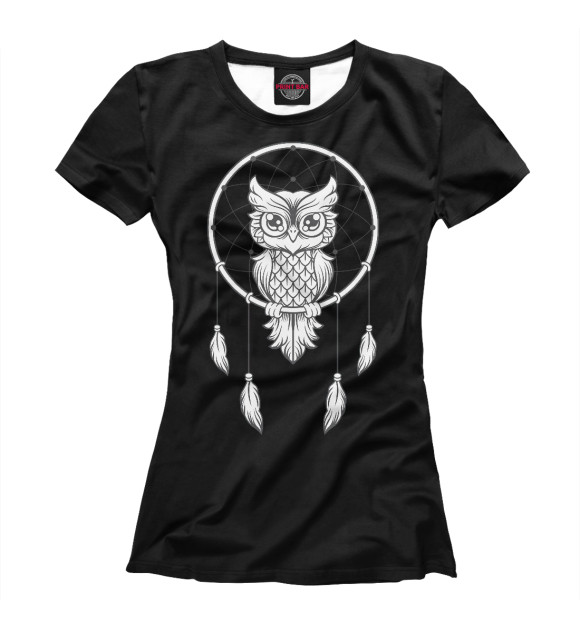 Женская футболка с изображением Ловец снов (черный) цвета Белый