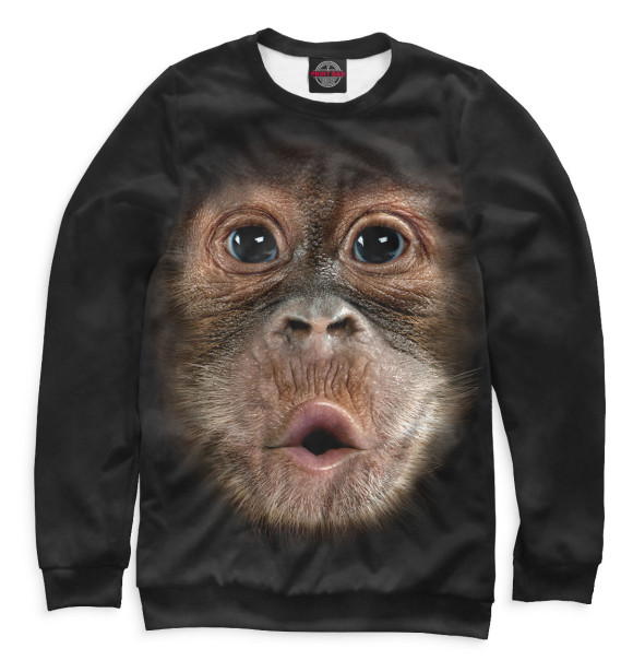 Мужской свитшот с изображением Орангутанг цвета Белый