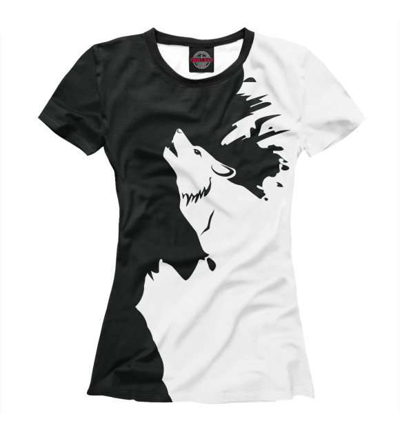 Футболка для девочек с изображением Волк цвета Белый