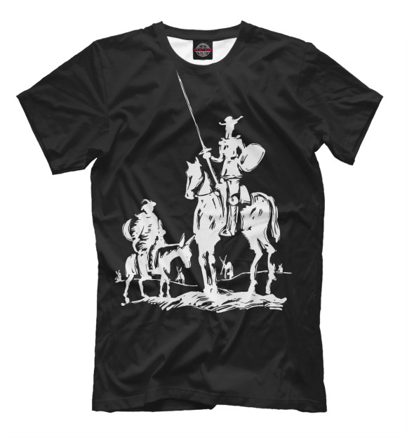 Мужская футболка с изображением Дон Кихот и Санчо Панса цвета Белый